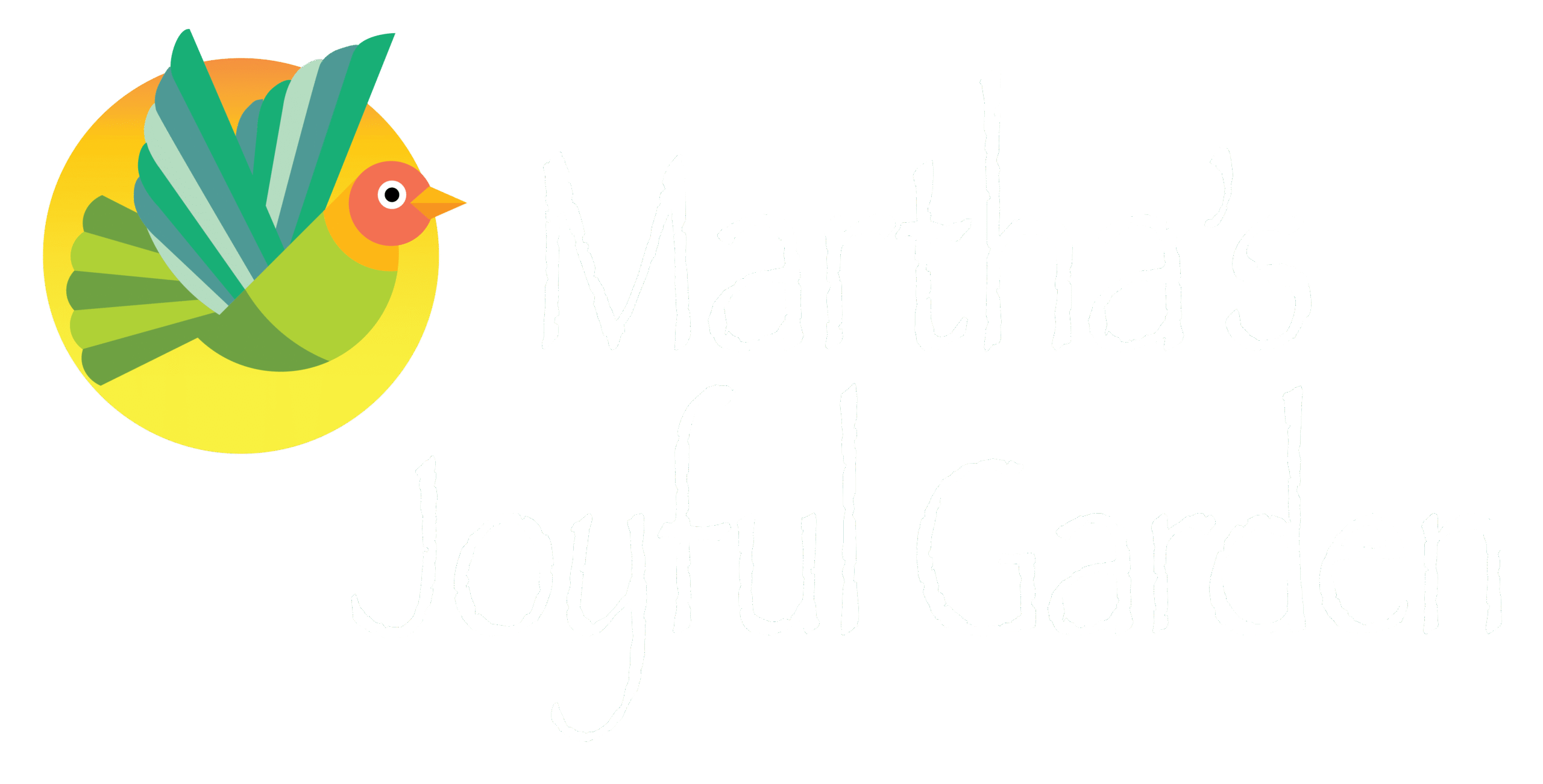 Martha's Joyful Garden Logo, white