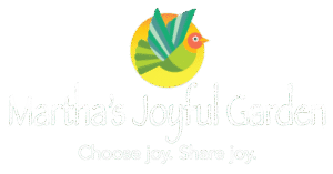 Martha’s Joyful Garden Logo Martha's Joyful Garden Logo, white